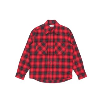 Arrow Printing Plaid Long Sleeves Shirt Red