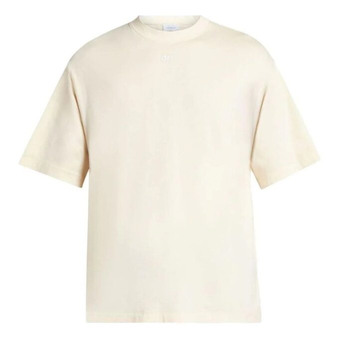 Arrows-embroidered Cotton T-shirt “Angora White”