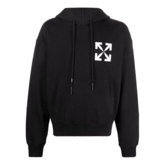 Arrows Logo-Print Cotton Hoodie “Black”