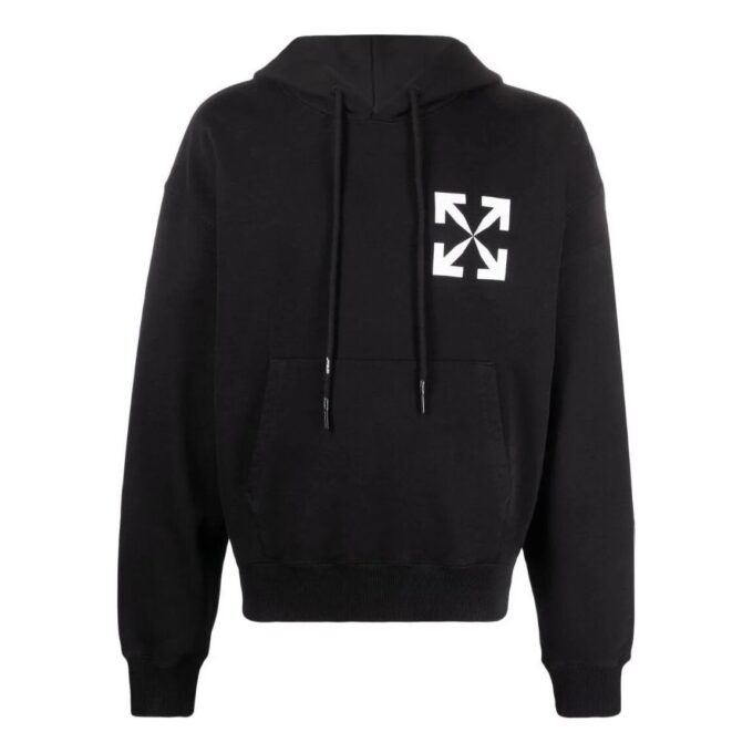 Arrows Logo-Print Cotton Hoodie “Black”