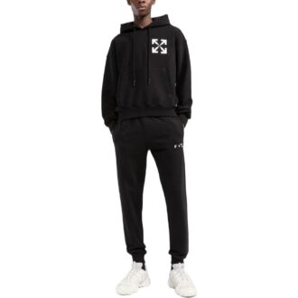 Arrows Logo-Print Cotton Hoodie “Black”