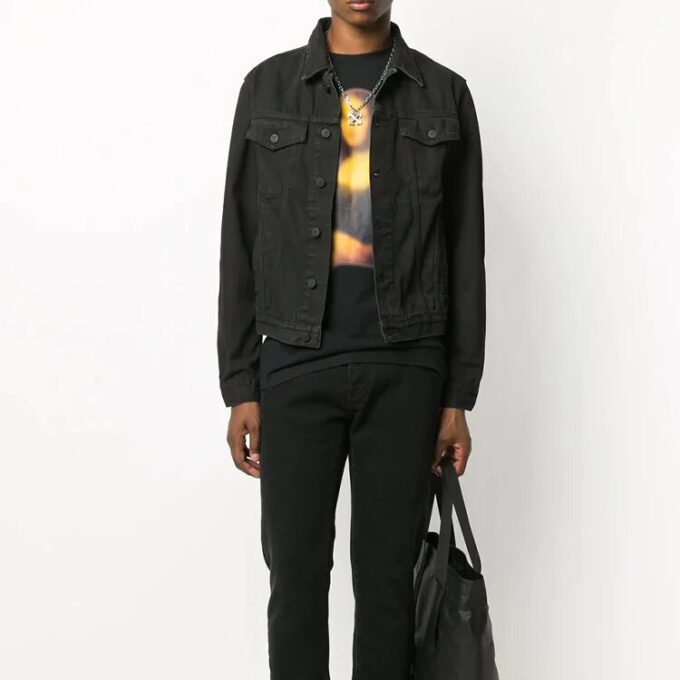 Arrows Logo Printed Denim Jacket Men Black
