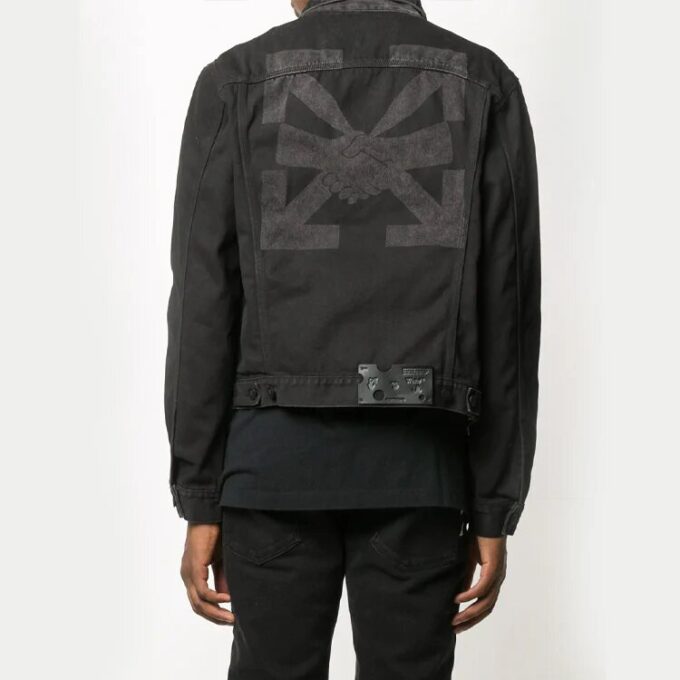 Arrows Logo Printed Denim Jacket Men Black
