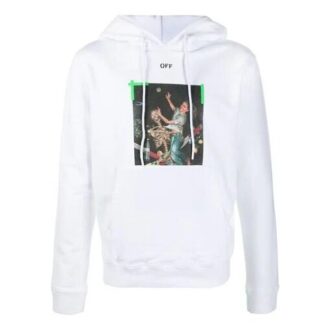 Arrows Printing Hooded Pullover Men White