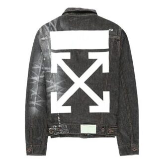 Arrows Slim Denim Jacket Embroidered Logo Printing Black