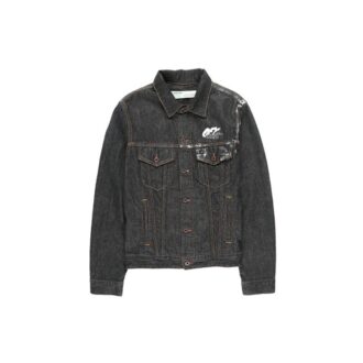 Arrows Slim Denim Jacket Embroidered Logo Printing Black