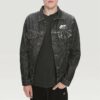 Arrows Slim Denim Jacket Embroidered Logo Printing Black