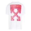 Back Arrow Printing Pattern Round Neck Short Sleeve Loose Fit White