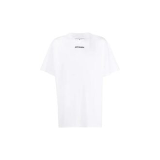 Back Arrow Printing Pattern Round Neck Short Sleeve Loose Fit White
