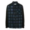 Back Arrow Printing Plaid Shirt Navy Blue