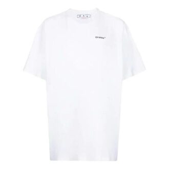 Back Arrow Printing Round Neck Short Sleeve White