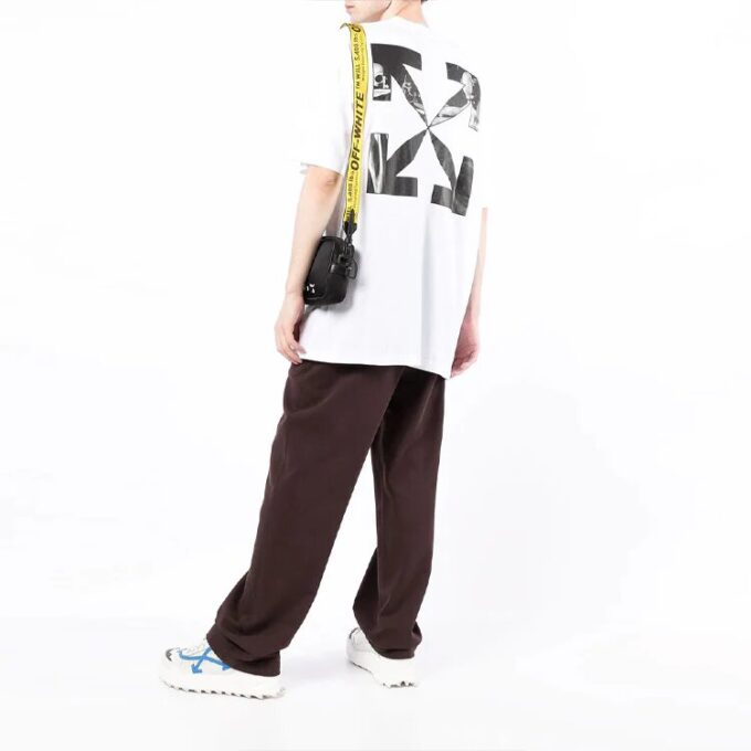 Back Arrow Printing Round Neck Short Sleeve White