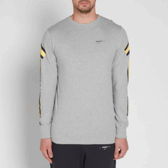 Back Arrows Sketch Mens Long Sleeve “Grey Yellow”