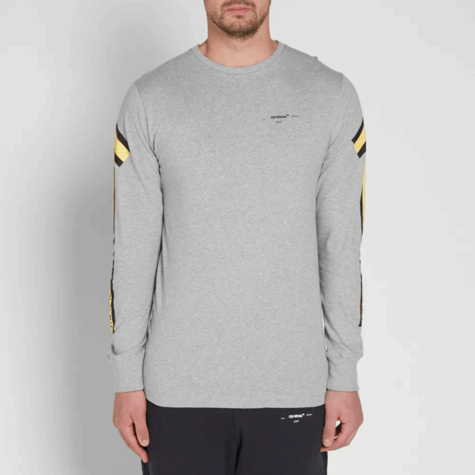 Back Arrows Sketch Mens Long Sleeve “Grey Yellow”