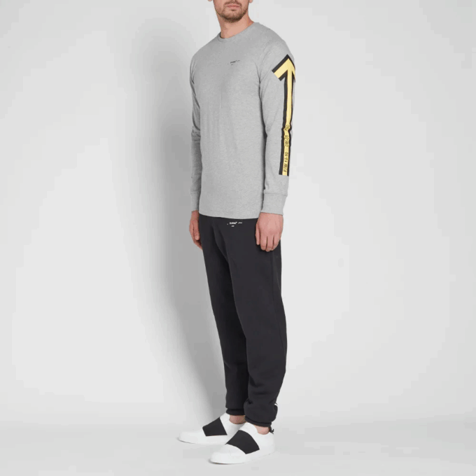 Back Arrows Sketch Mens Long Sleeve “Grey Yellow”