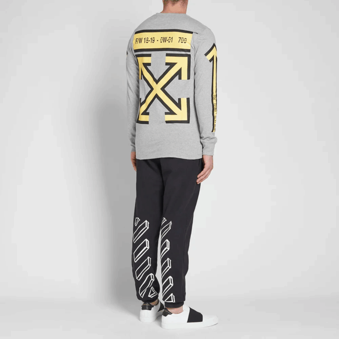 Back Arrows Sketch Mens Long Sleeve “Grey Yellow”