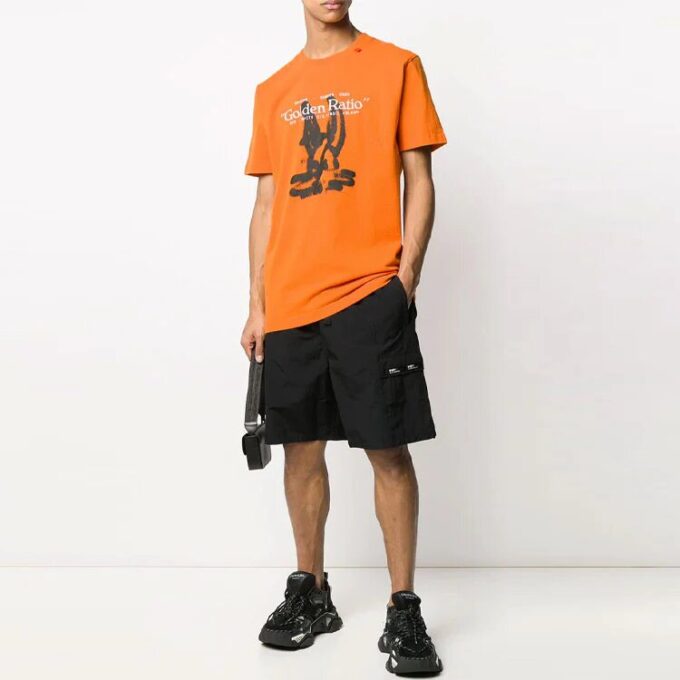 Back Large Logo Printing Short Sleeve Orange
