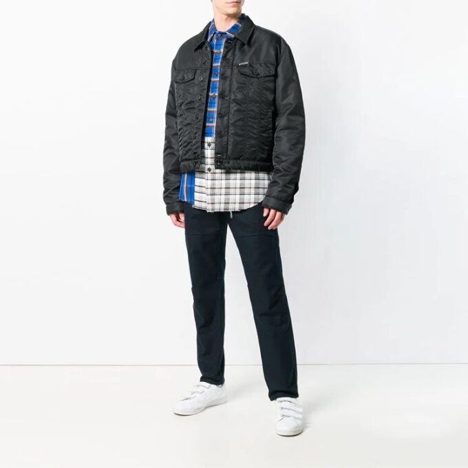 Back Logo Alphabet Pattern Long Sleeves Jacket Loose Fit Black