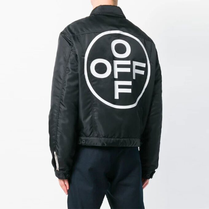 Back Logo Alphabet Pattern Long Sleeves Jacket Loose Fit Black