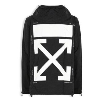 Back Logo Printing Hooded Jacket Black