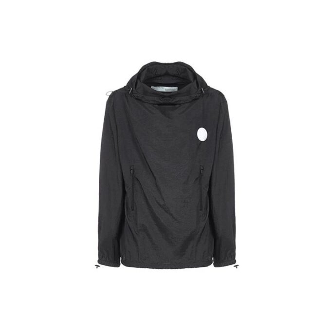 Back Logo Printing Hooded Jacket Black