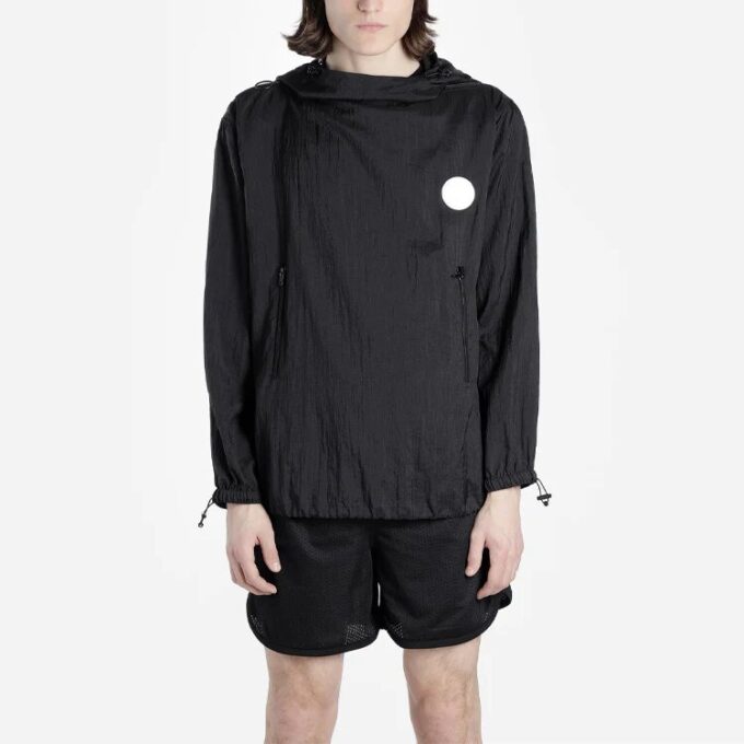 Back Logo Printing Hooded Jacket Black