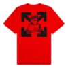 Back Logo Printing Round Neck Short Sleeve Red