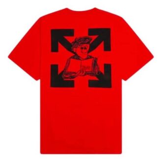 Back Logo Printing Round Neck Short Sleeve Red