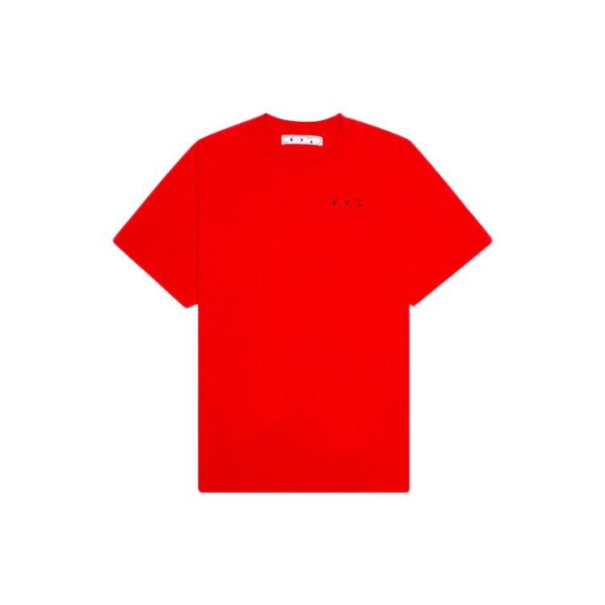 Back Logo Printing Round Neck Short Sleeve Red