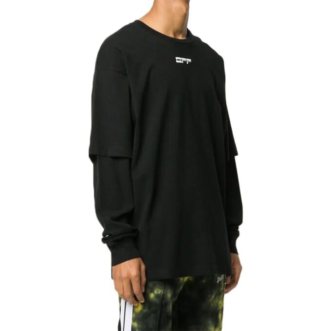 Back Mask Human Face Printing Round Neck Black