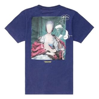 Back Photo Printing Short Sleeve Blue