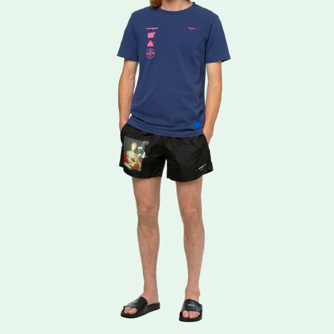 Back Photo Printing Short Sleeve Blue