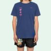 Back Photo Printing Short Sleeve Blue