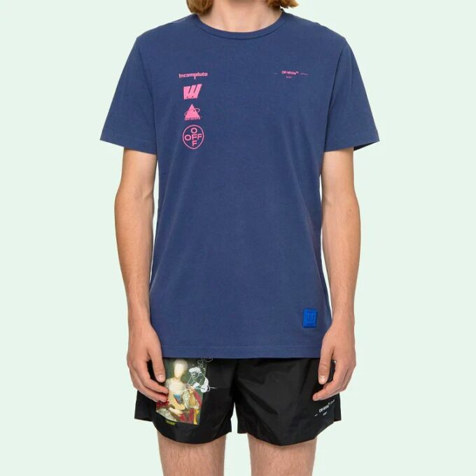 Back Photo Printing Short Sleeve Blue