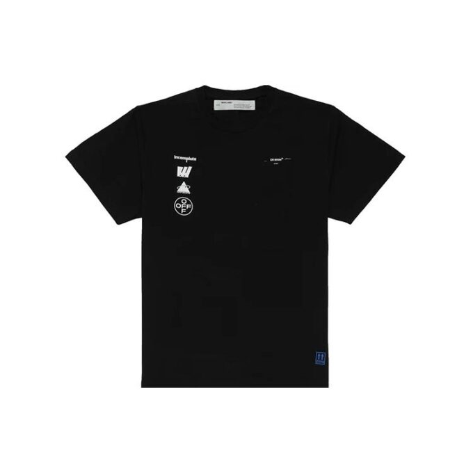 Back Photo Printing Short Sleeve Loose Fit Black