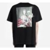 Back Photo Printing Short Sleeve Loose Fit Black