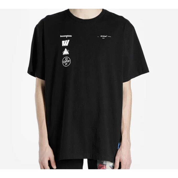 Back Photo Printing Short Sleeve Loose Fit Black