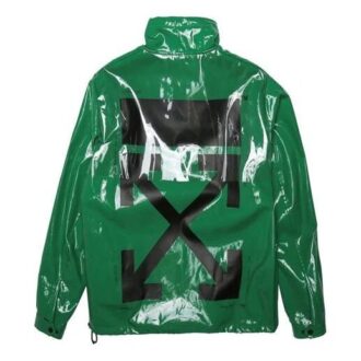 Back Printing Half Zipper Stand Collar Loose Fit Green
