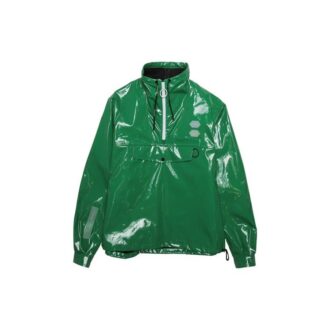 Back Printing Half Zipper Stand Collar Loose Fit Green