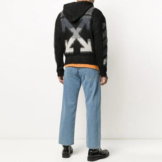 Back Printing hooded Knit Jacket Black
