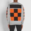 Back Printing Plaid Round Neck Pullover Version Gray