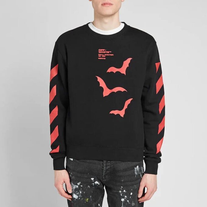 Bats Logo Round Neck Slim-Fit Sweater