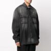 Big Pocket Long Sleeves Denim Jacket Loose Fit Gray