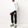 Black Gold Rubber Strap Stripe Sports Pants Black