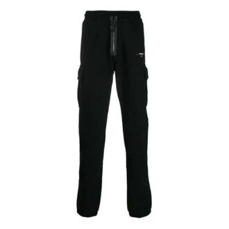 Black logo Printing Cargo Sweatpants