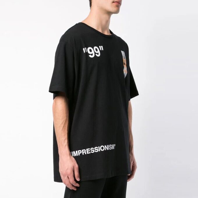 Black Printing Cotton Short Sleeve Loose Fit