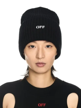 Black Stamp Loose Beanie