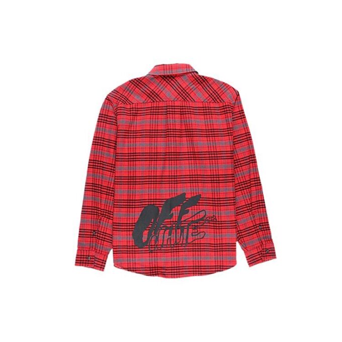 bled cotton pattern shirt “Red Black”