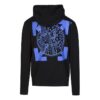 Blue Pattern Hooded Jacket Black