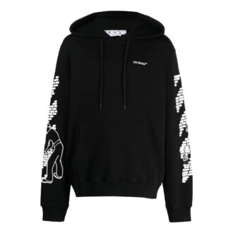 Bricks Arrows-Motif Drawstring Hoodie